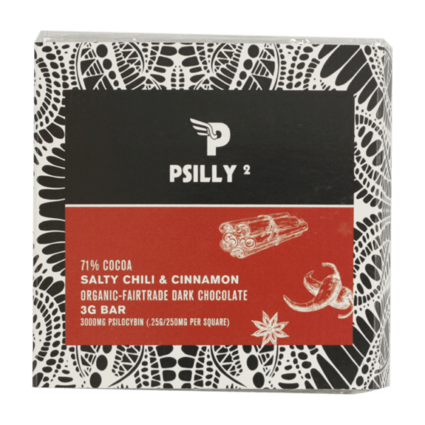 Psilly - Dark Chocolate Bar - Salty Chili & Cinnamon | Magic Mushrooms Online Canada